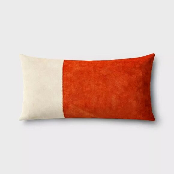 Color lock Suede Lumbar Throw Pillow - Picture 3 of 4